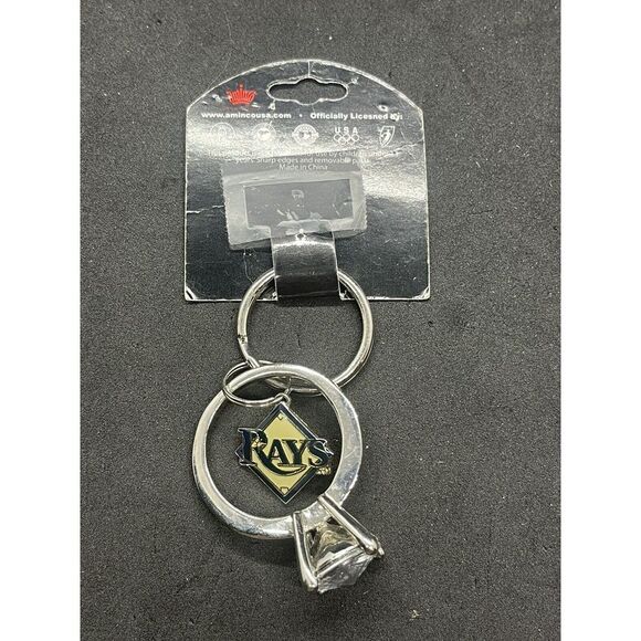 MLB Official Tampa Bay Rays Key‎ Ring Logo Diamond Ring Keychain - Picture 3 of 3
